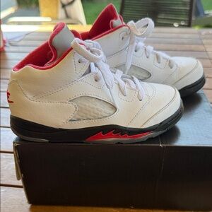 Kids White and Red Sneakers